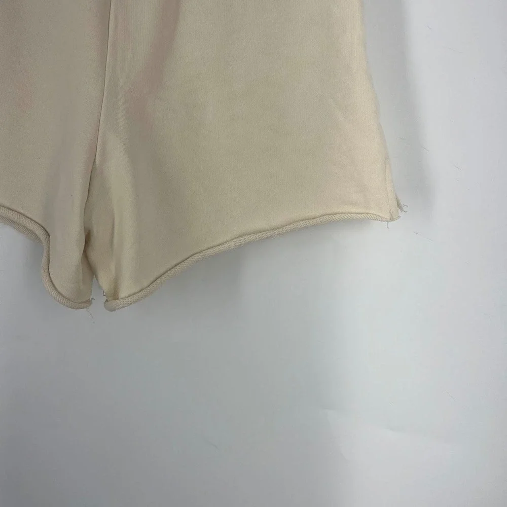 Things Between Cream Smiley Face Cotton Sweat Shorts TBP483 Womens‎ Small